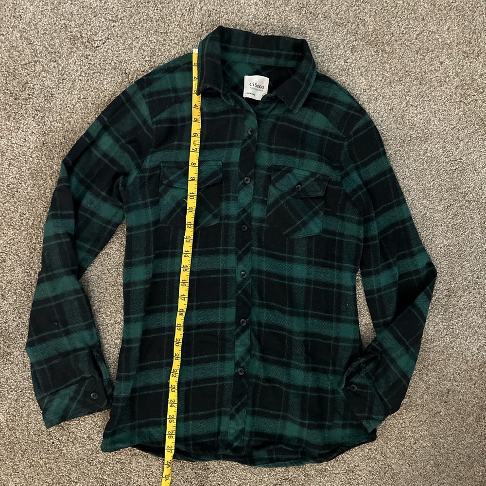 Ci sono women’s button down plaid boyfriend flannel size small - Picture 6 of 8